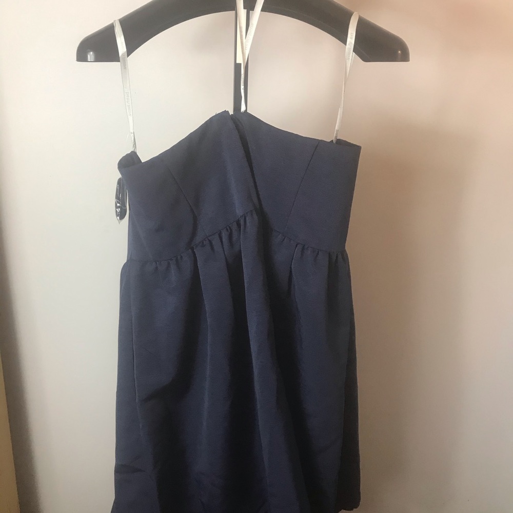 David’s Bridal Navy Blue Bridesmaid Strapless